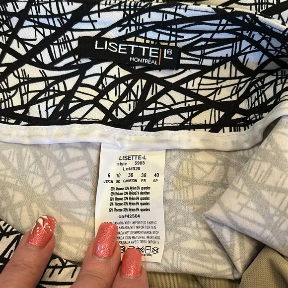 LISETTE Black and White Patterned Women's Pull-on Pencil Skirt -Size 6. - Picture 7 of 12